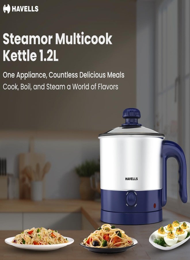 هافلز غلاية هافيلز ستيمور متعددة الاستخدامات | سعة 1.2 لتر | هيكل من مواد آمنة غذائيًا مع مقبض بارد الملمس | ملحقات تبخير متعددة | حماية أمان مزدوجة | 3 أوضاع لدرجة الحرارة (أزرق) - Image 2